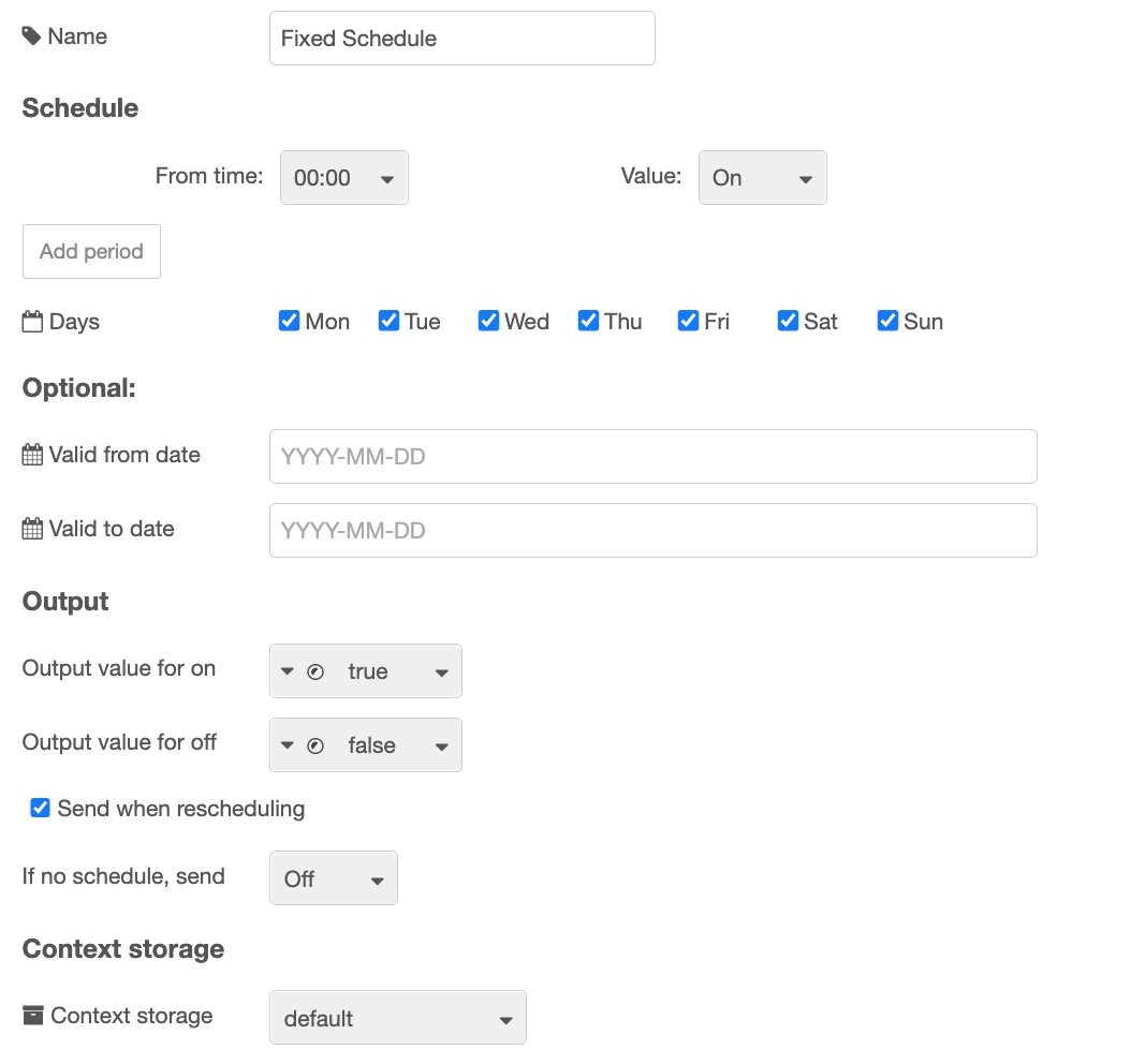 Fixed Schedule Config